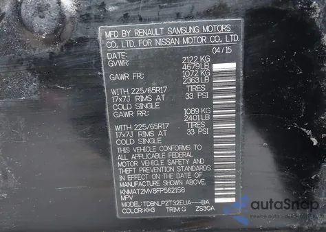 2015 Nissan Rogue S from USA, damaged, VIN KNMAT2MV8FP562158